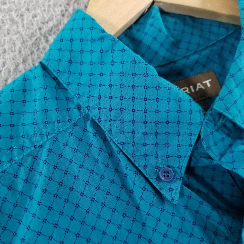 Ariat Shirt Mens Large Blue Geometric Western Ranch Dress Cowboy Church Button